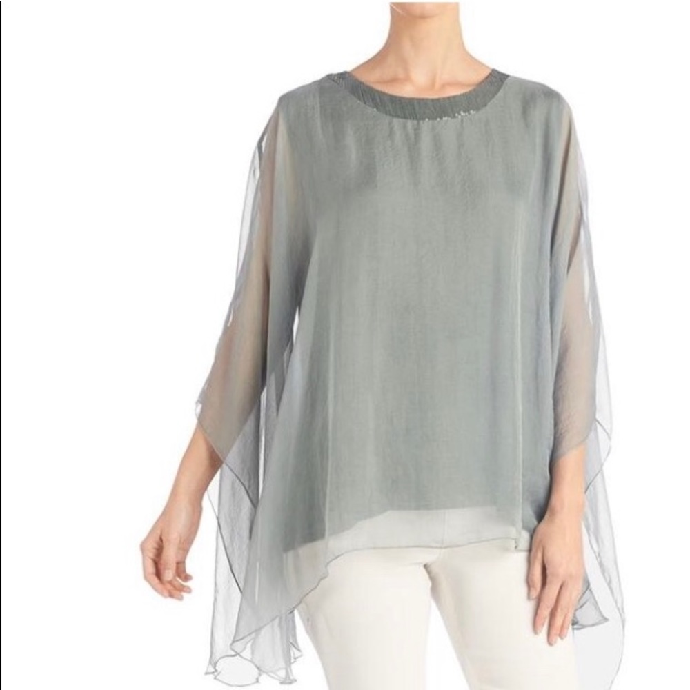 Sheer Elegance Crochet Detail Pullover